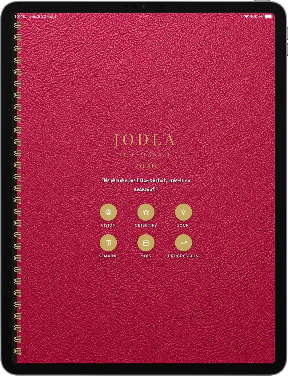 Life planner JODLA — couvertures d’agenda lin, framboise et orange