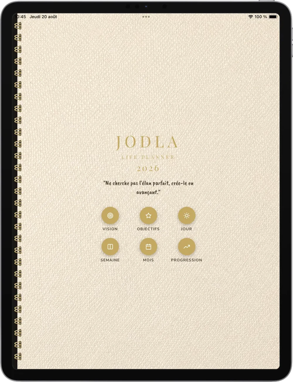 Life planner JODLA — couverture d’agenda en lin crème