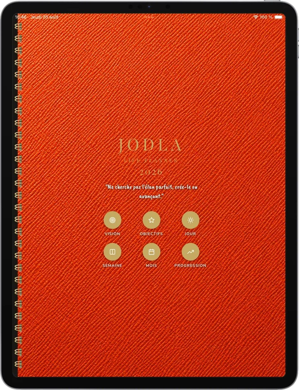 Life planner JODLA — couverture d’agenda saffiano orange